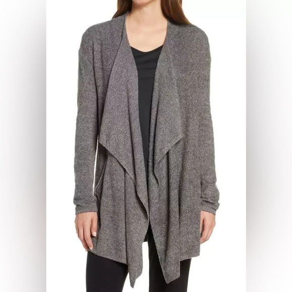 Barefoot Dreams Sweaters - Barefoot Dreams Grey Cozy Chic Lite Knit Wrap Cardigan Size S/M Small Medium